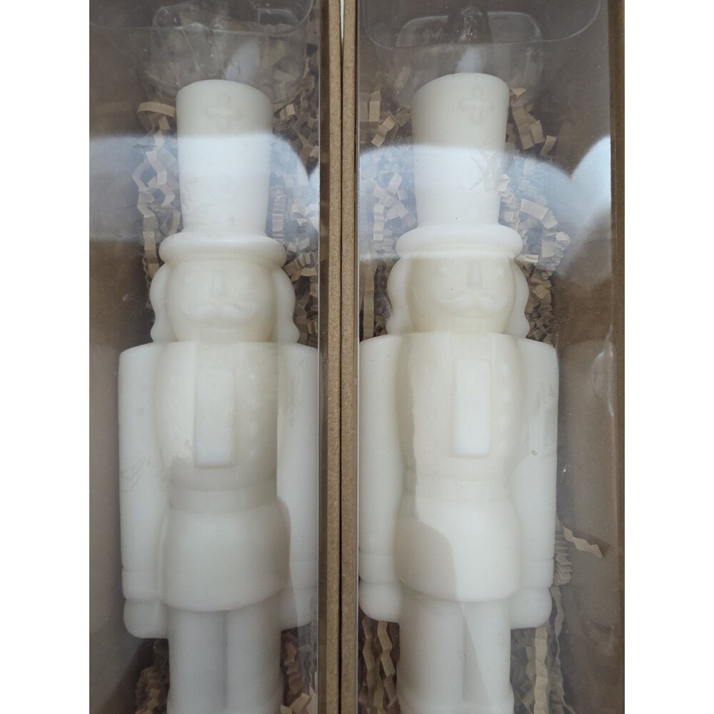 Pottery Barn Nutcracker Flameless Candles Holiday Christmas Tapers Set Of Two - Picture 2 of 5